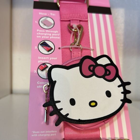 Hello Kitty Sanrio Phone Holder Pink Travel Strap With Coin Zip Purse - Picture 3 of 16